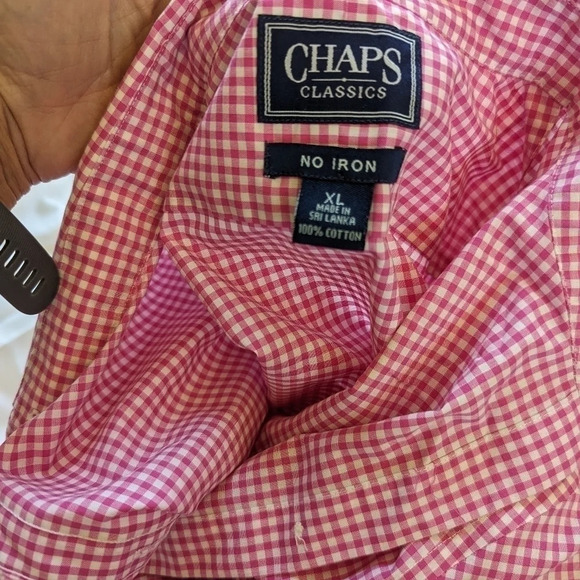 Chaps 100% COTTON Pink Gingham Checkered Button Up Casual Classic Fit Shirt XL - Picture 11 of 12